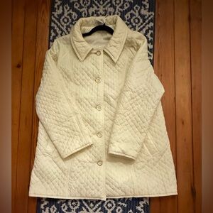 Cream Quilted Button Front Jacket Coat – Women’s Medium (Vintage-Inspired)